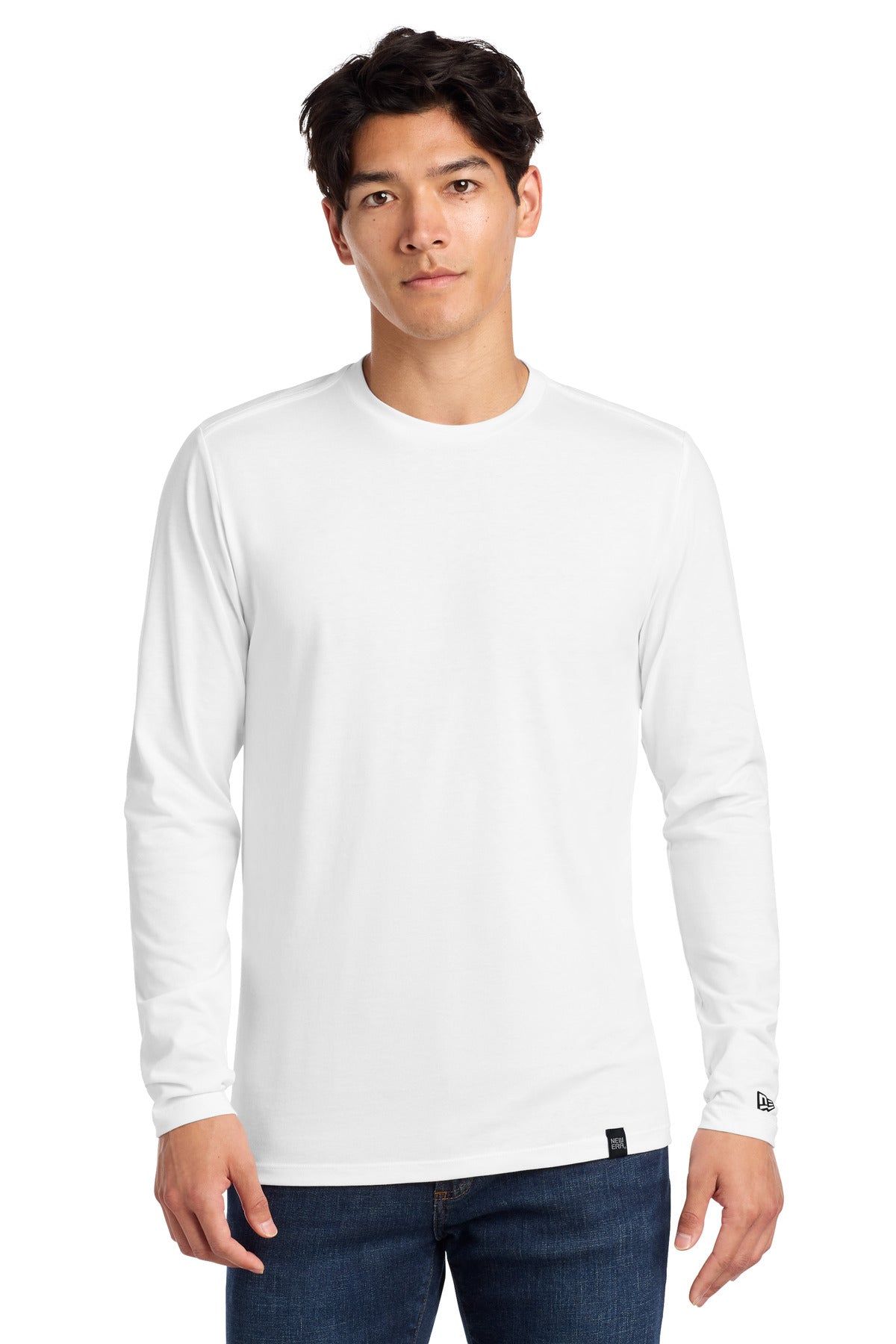 New Era  Heritage Blend Long Sleeve Crew Tee. NEA102 in White