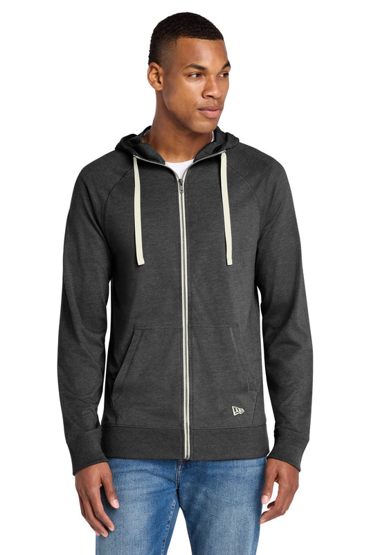 New Era  Sueded Cotton Blend Full-Zip Hoodie. NEA122 in Black Heather