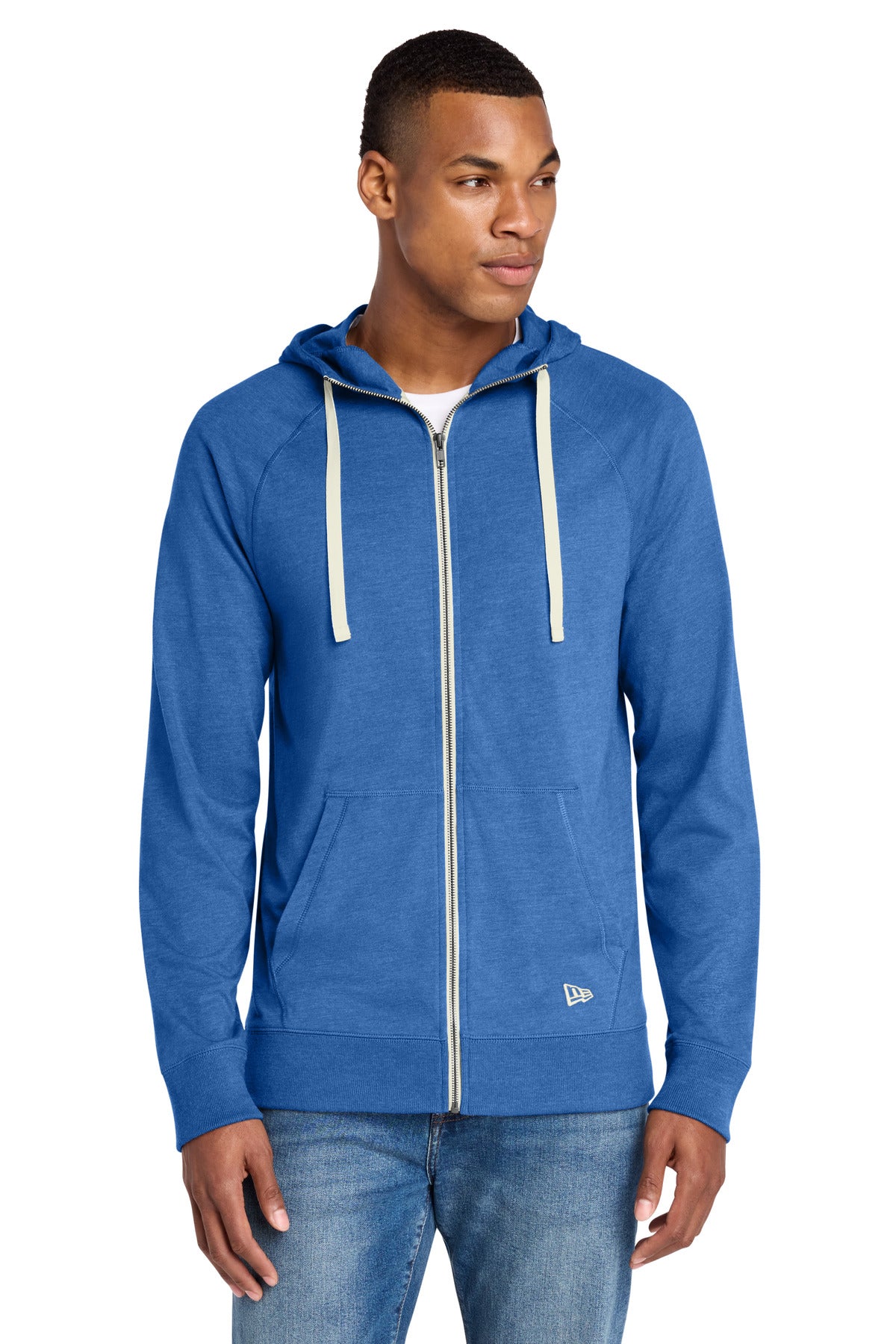 New Era  Sueded Cotton Blend Full-Zip Hoodie. NEA122 in Royal Heather