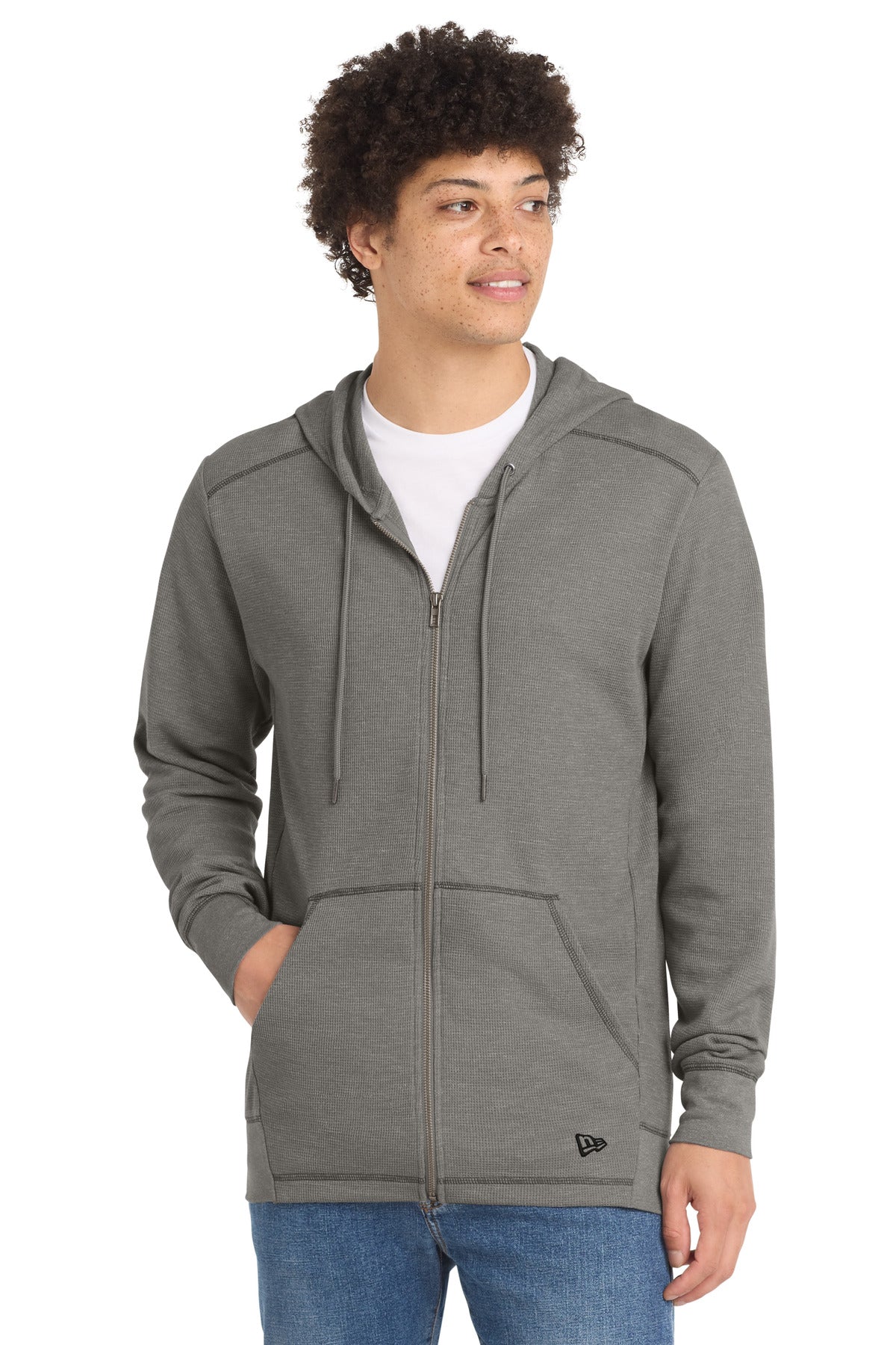 New Era Thermal Full-Zip Hoodie NEA141 in Shadow Grey Heather
