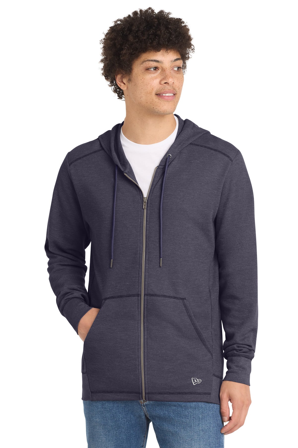 New Era Thermal Full-Zip Hoodie NEA141 in True Navy Heather
