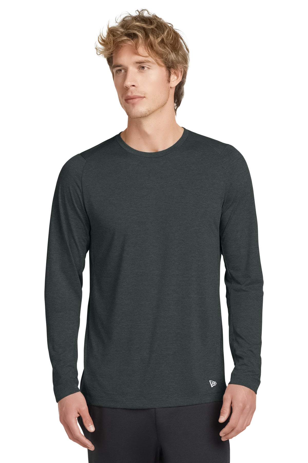 New Era  Series Performance Long Sleeve Crew Tee. NEA201 in Graphite