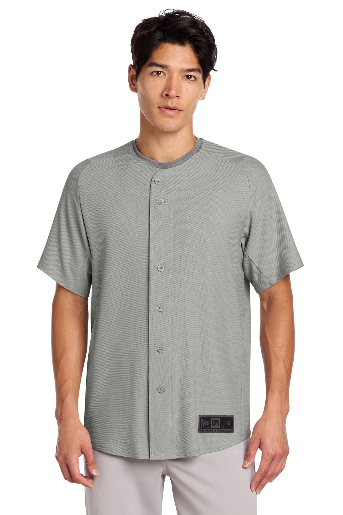 New Era  Diamond Era Full-Button Jersey. NEA220 in Grey