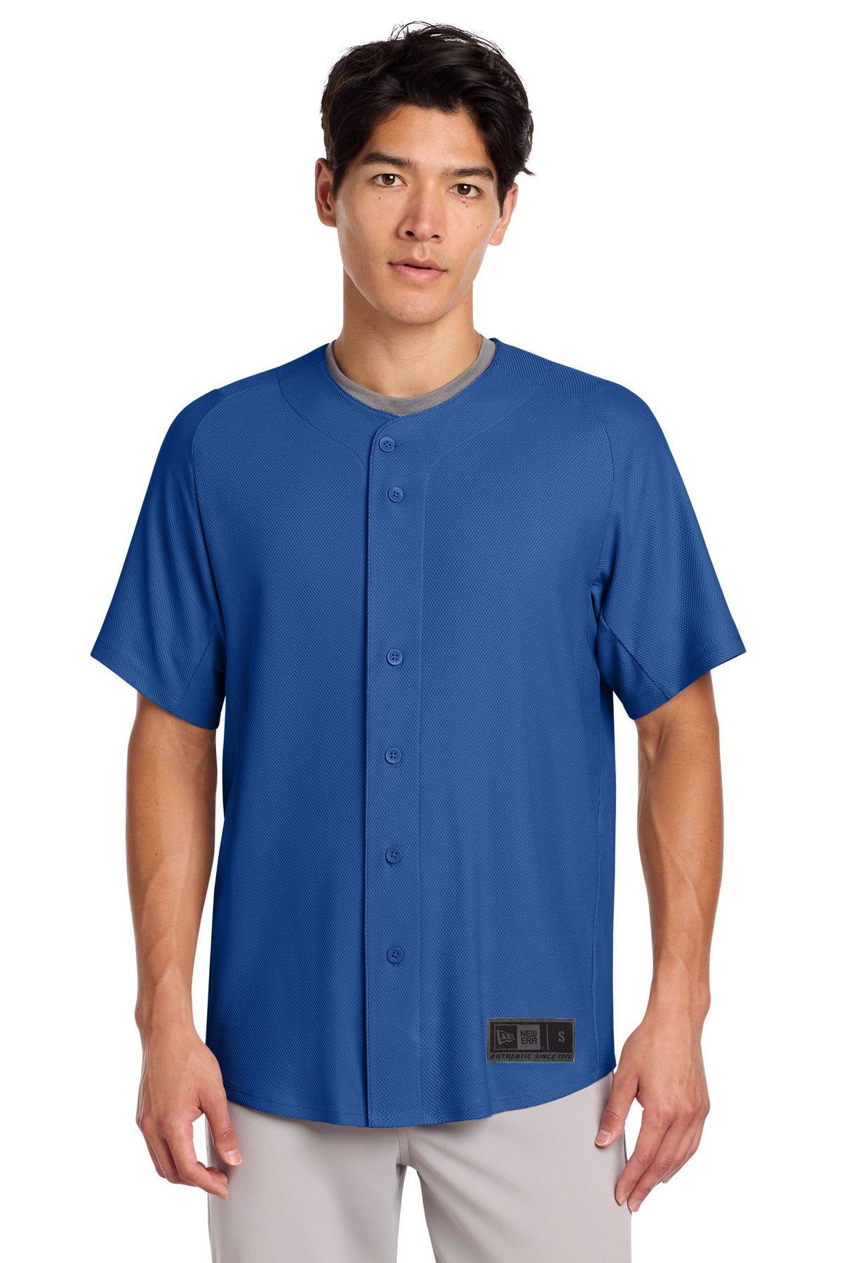 New Era  Diamond Era Full-Button Jersey. NEA220 in Royal