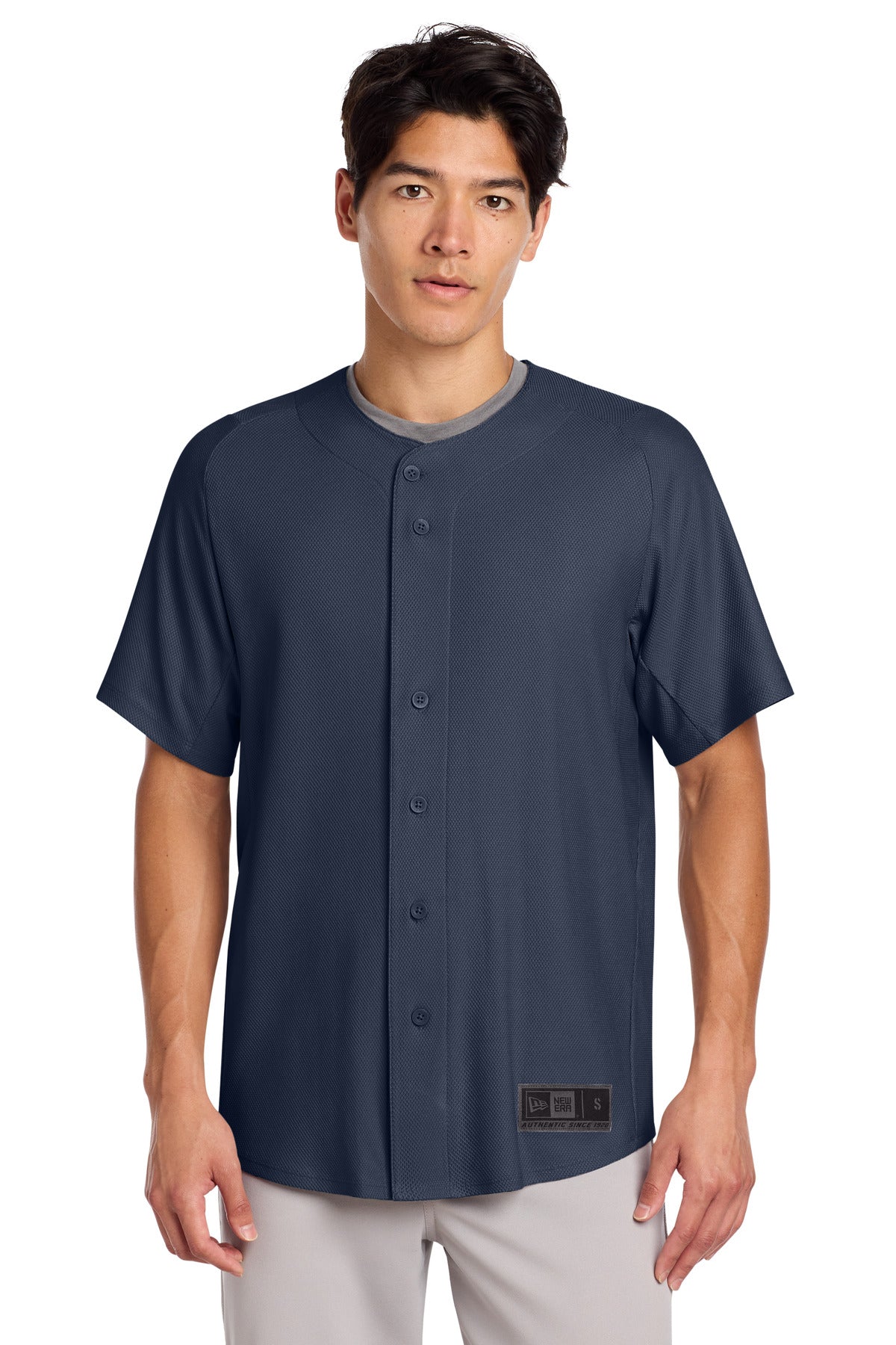 New Era  Diamond Era Full-Button Jersey. NEA220 in True Navy