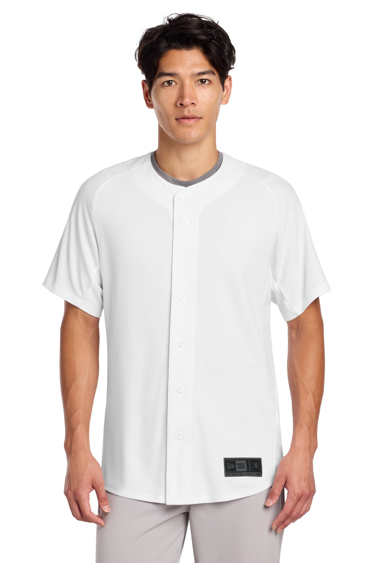 New Era  Diamond Era Full-Button Jersey. NEA220 in White