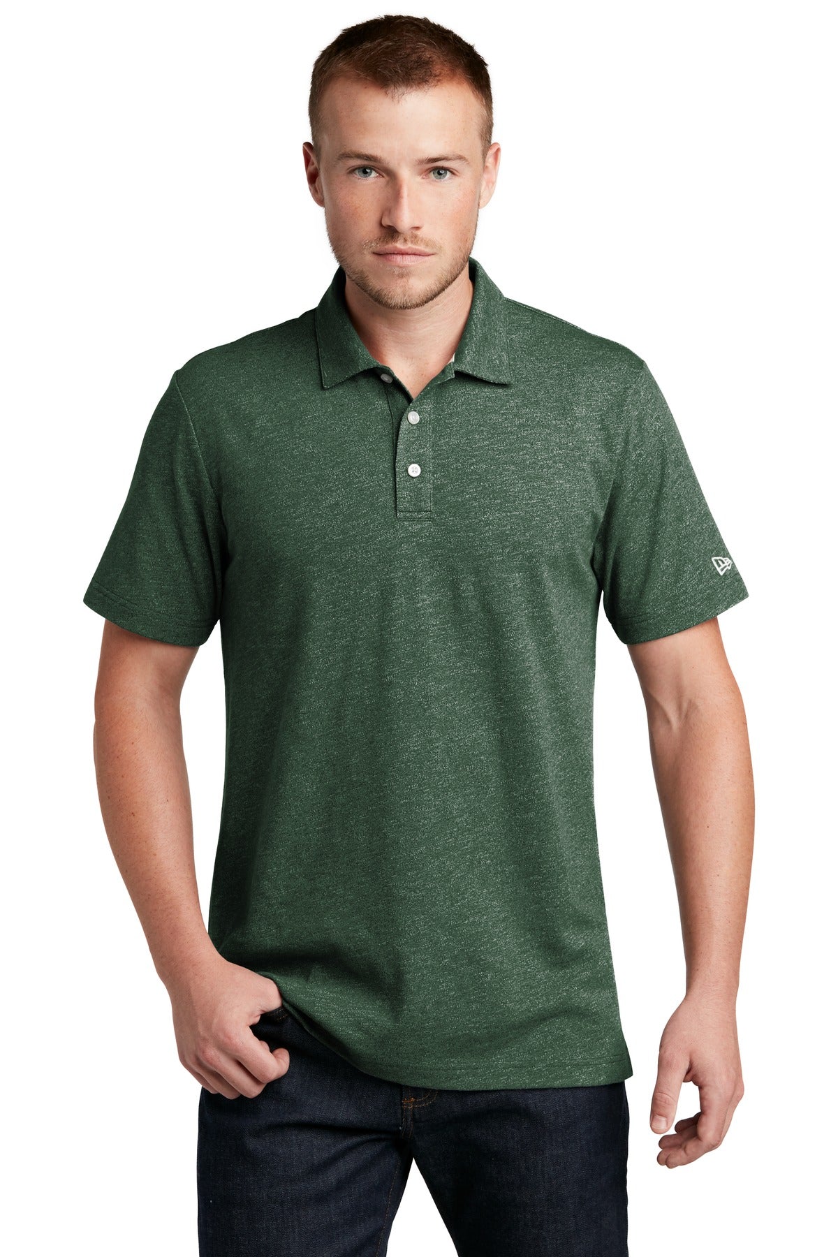New Era  Slub Twist Polo NEA301 in Dark Green Twist