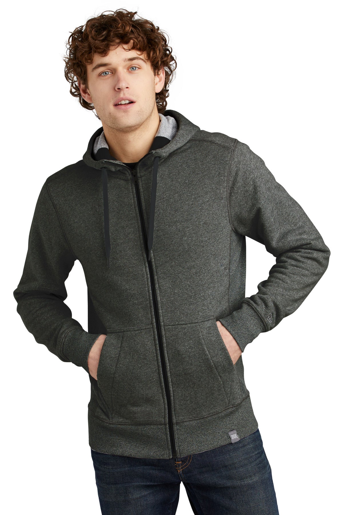 New Era  French Terry Full-Zip Hoodie. NEA502 in Black Twist