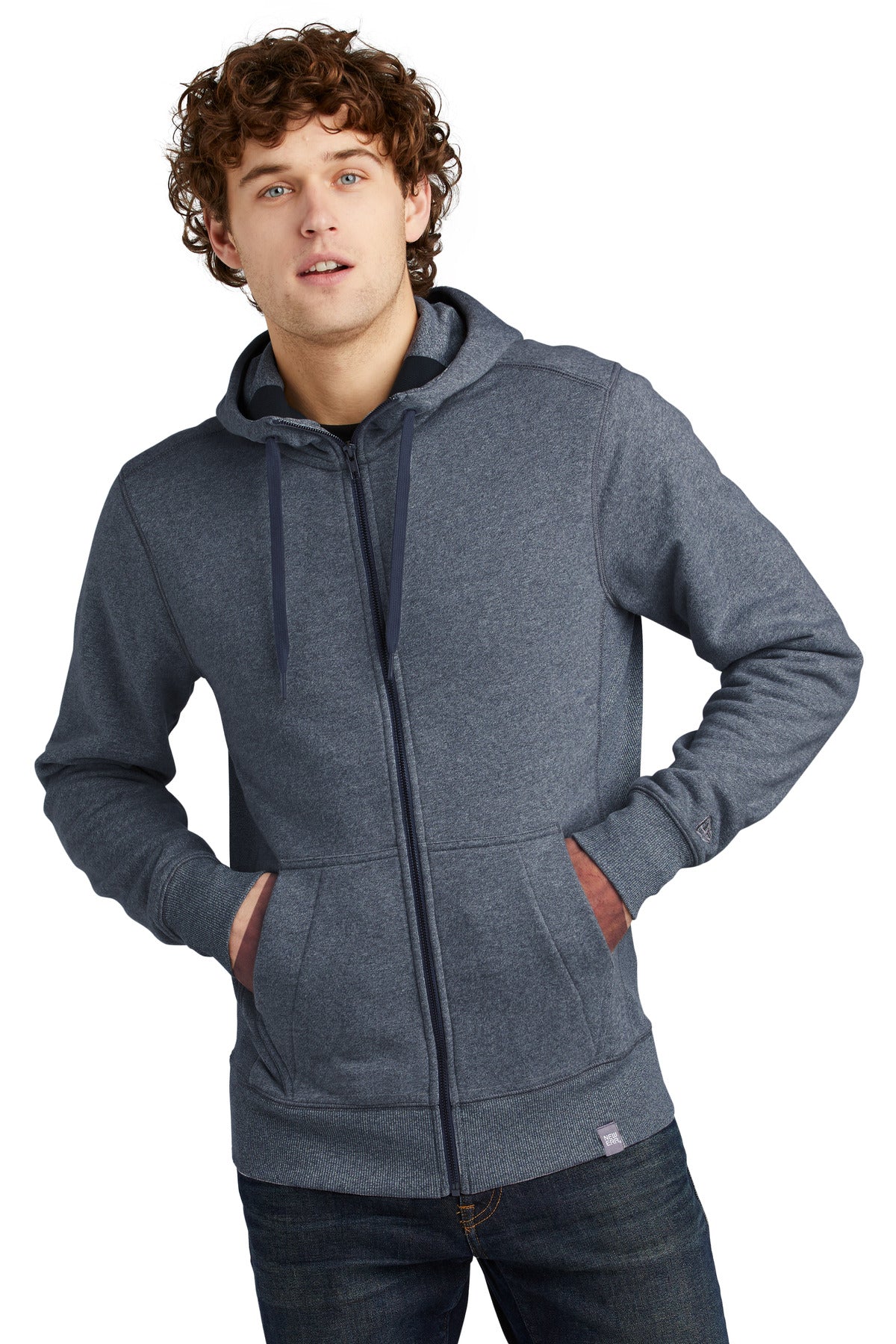 New Era  French Terry Full-Zip Hoodie. NEA502 in True Navy Twist