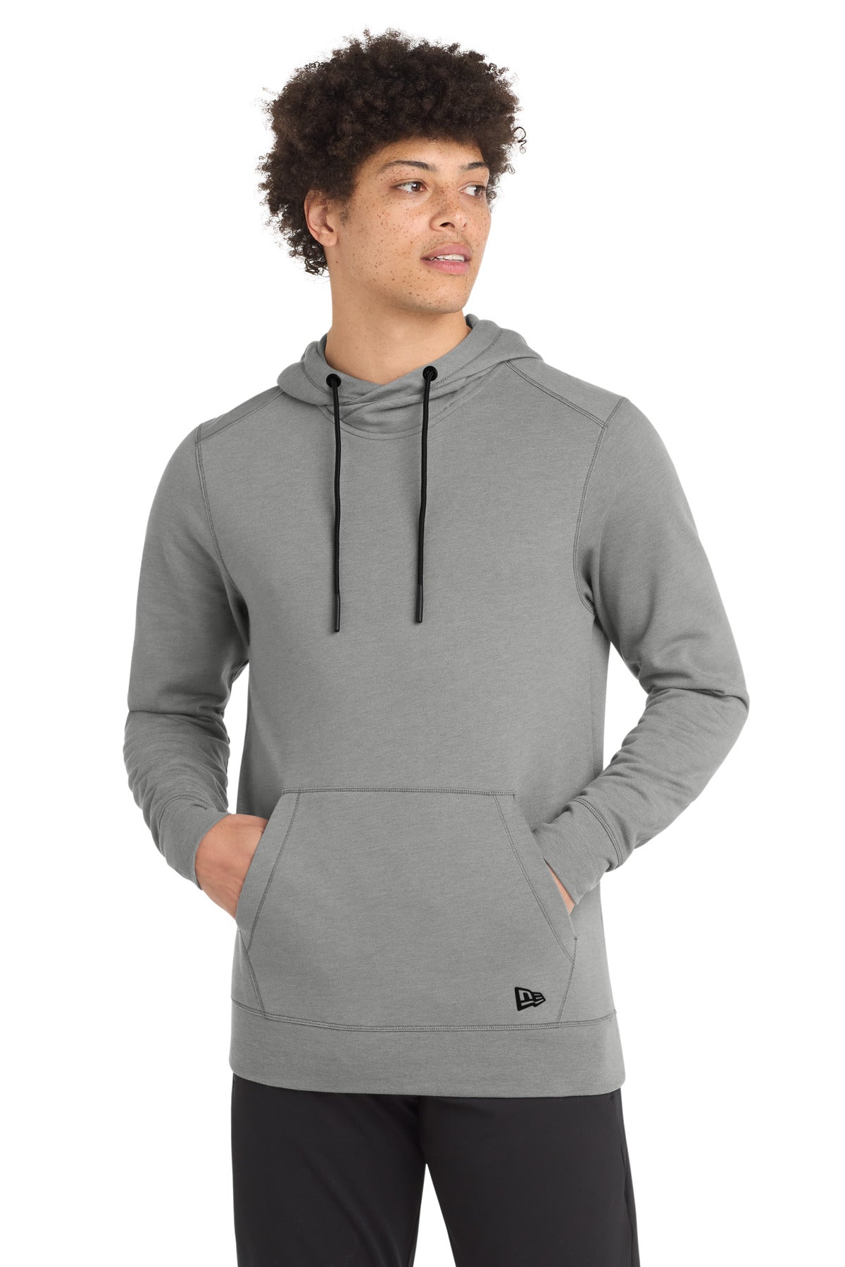 New Era  Tri-Blend Fleece Pullover Hoodie. NEA510 in Shadow Grey Heather