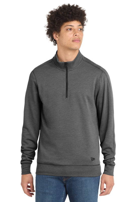 New Era  Tri-Blend Fleece 1/4-Zip Pullover. NEA512 in Black Heather