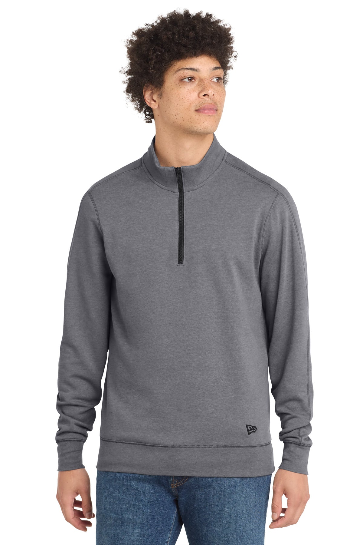 New Era  Tri-Blend Fleece 1/4-Zip Pullover. NEA512 in Shadow Grey Heather