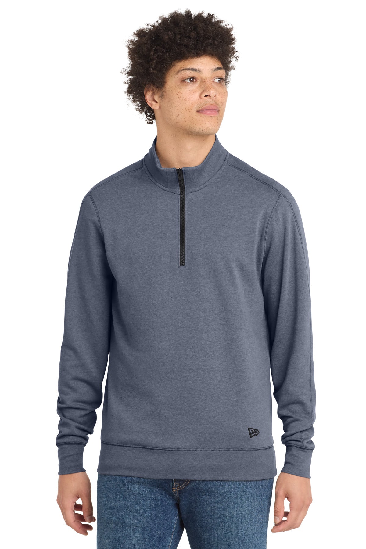 New Era  Tri-Blend Fleece 1/4-Zip Pullover. NEA512 in True Navy Heather