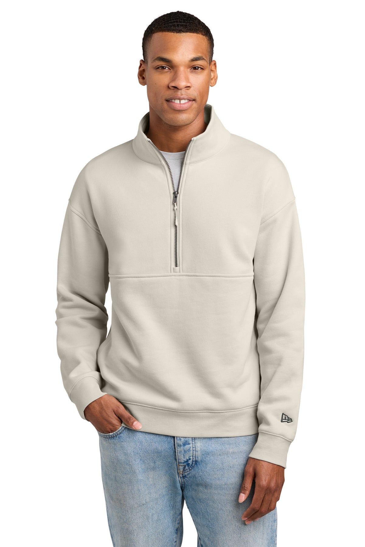 New Era Heritage Fleece 1/2-Zip NEA528 in Soft Beige