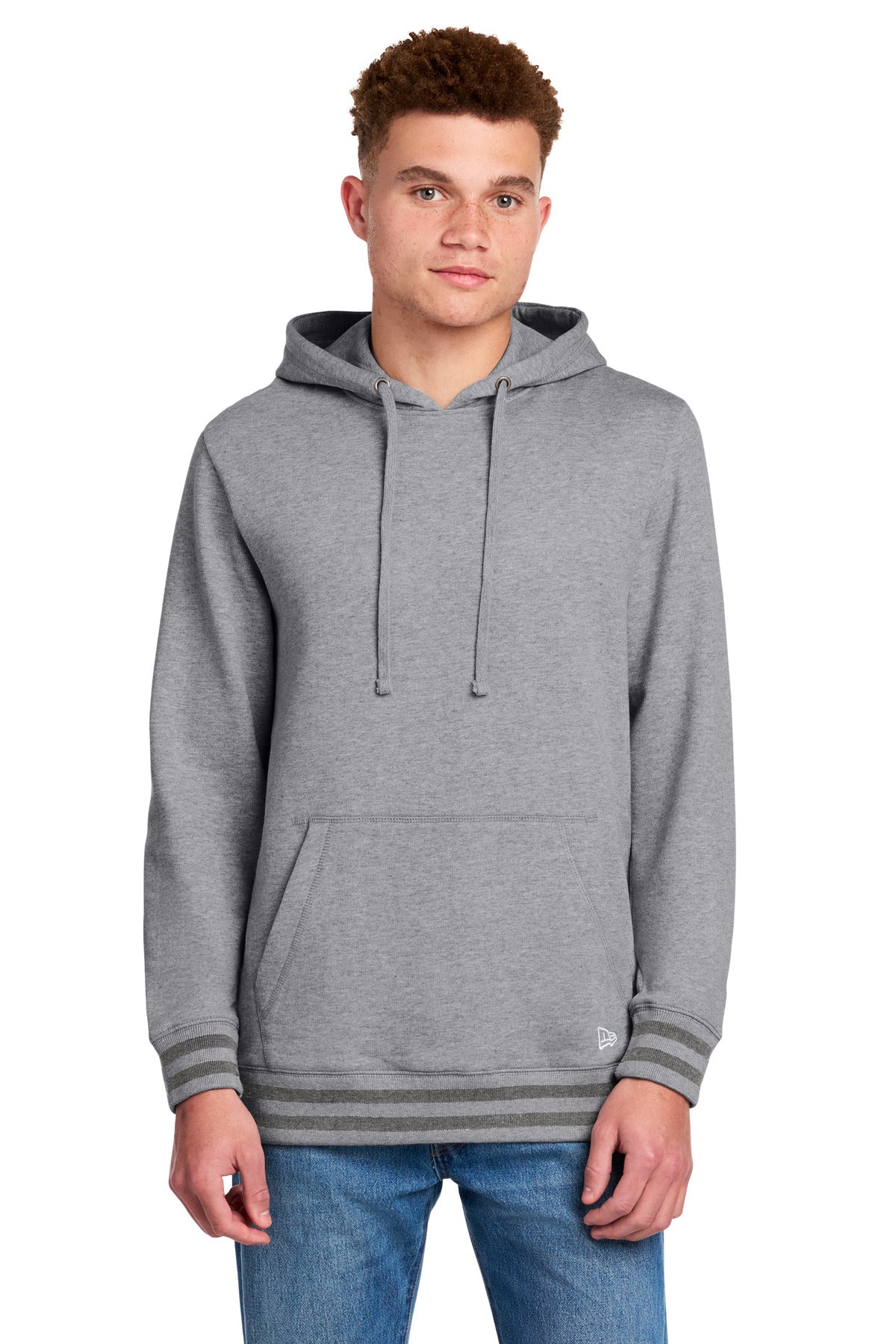 New Era Comeback Fleece Pullover Hoodie NEA550 in Athletic Heather/ Dark Heather Grey