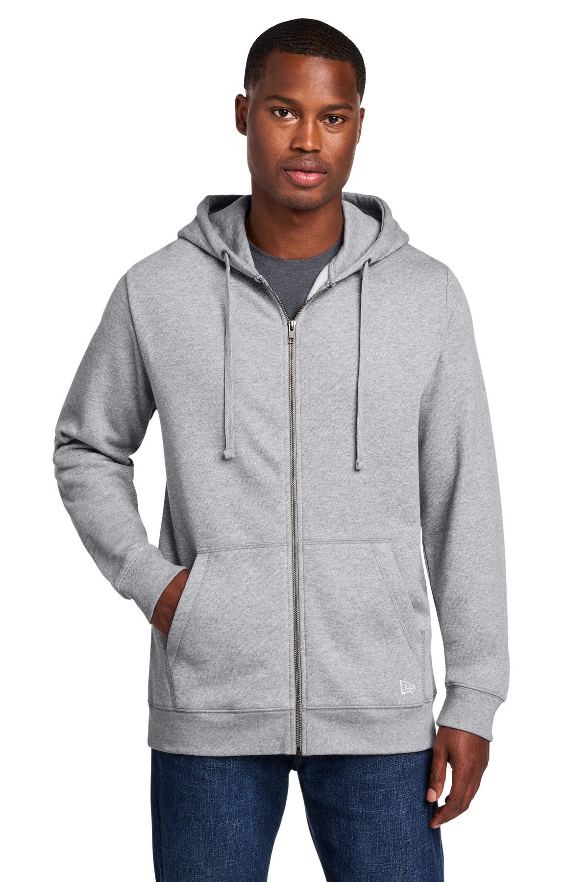 New Era Comeback Fleece Full-Zip Hoodie NEA551 in Athletic Heather