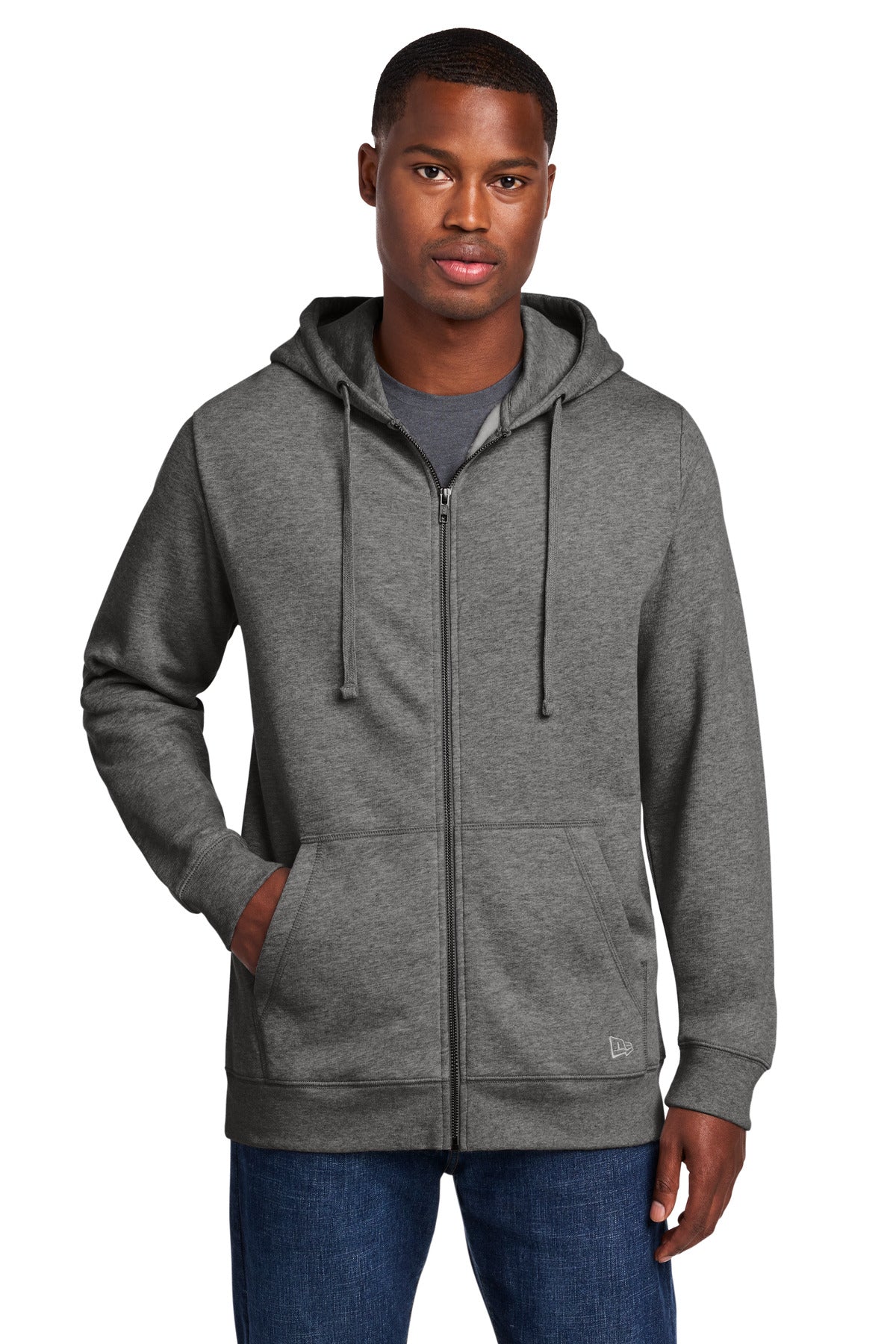 New Era Comeback Fleece Full-Zip Hoodie NEA551 in Dark Heather Grey