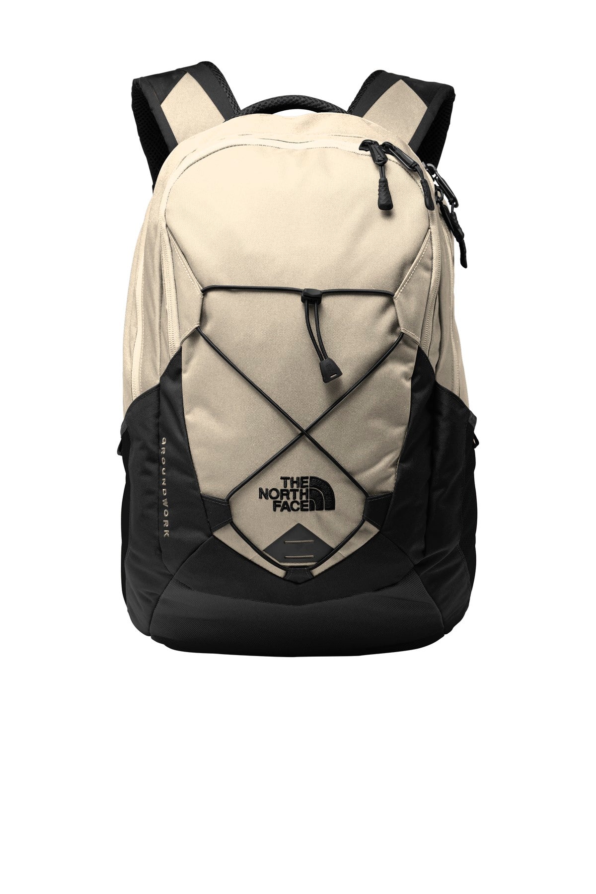 The North Face  Groundwork Backpack. NF0A3KX6 in Rainyday Ivory Dark Heather/ TNF Black