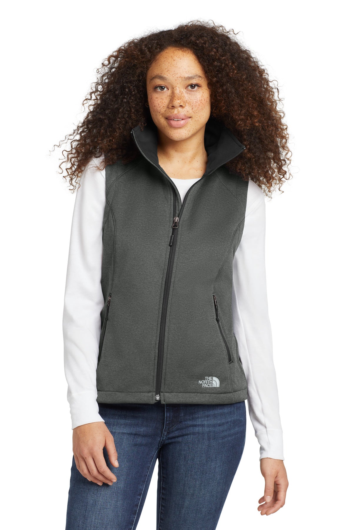 The North Face  Women's Ridgewall Soft Shell Vest. NF0A3LH1 in TNF Dark Grey Heather