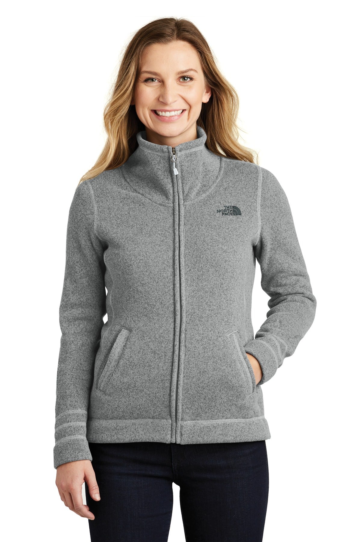 The North Face  Women's Sweater Fleece Jacket. NF0A3LH8 in TNF Medium Grey Heather
