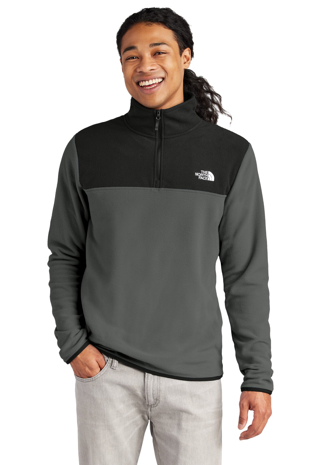 The North Face Glacier 1/4-Zip Fleece NF0A7V4L in Asphalt Grey/ TNF Black