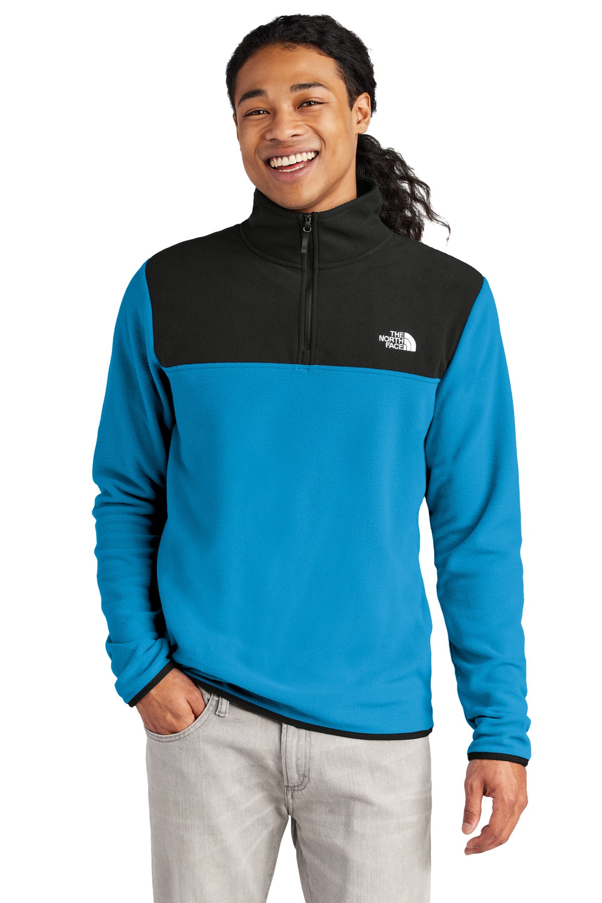 The North Face Glacier 1/4-Zip Fleece NF0A7V4L in Hero Blue/ TNF Black