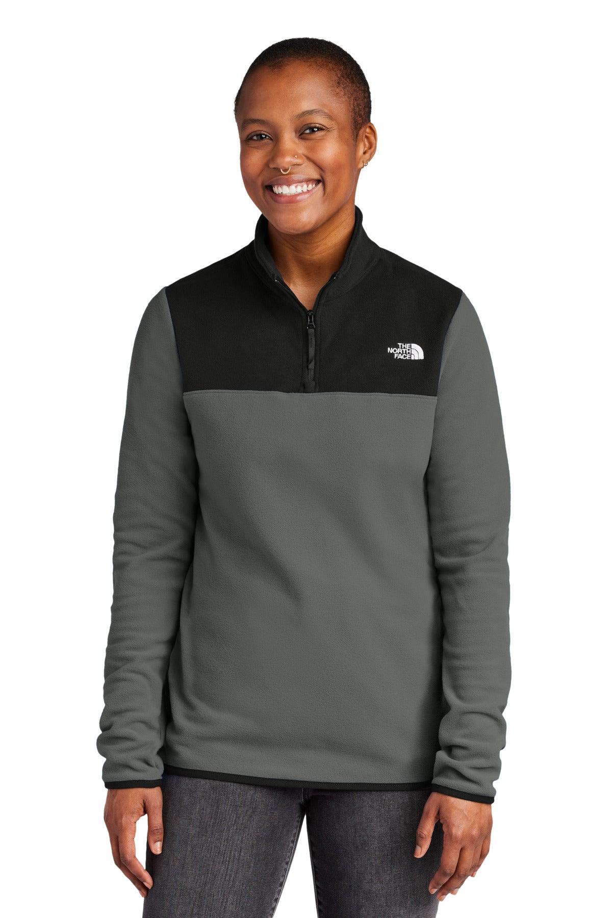 The North Face Women's Glacier 1/4-Zip Fleece NF0A7V4M in Asphalt Grey/ TNF Black
