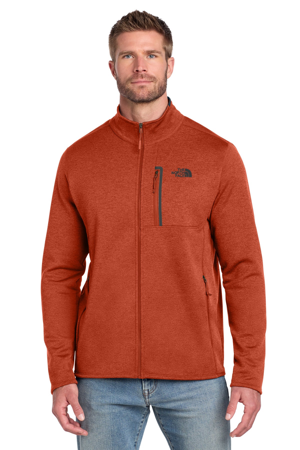 The North Face Skyline Full-Zip Fleece Jacket NF0A7V64 in Zion Orange Heather/ Urban Navy