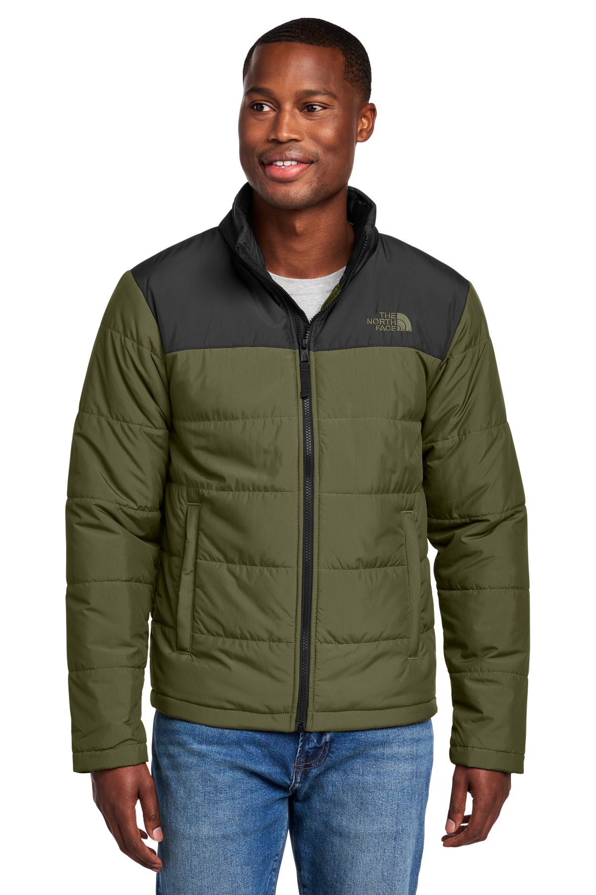 The North Face Chest Logo Everyday Insulated Jacket NF0A7V6J in Burnt Olive Green