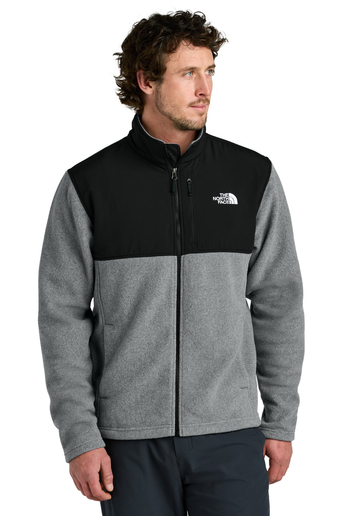 The North Face Highest Peak Full-Zip Fleece Jacket NF0A8BUQ in TNF Medium Grey Heather/ TNF Black