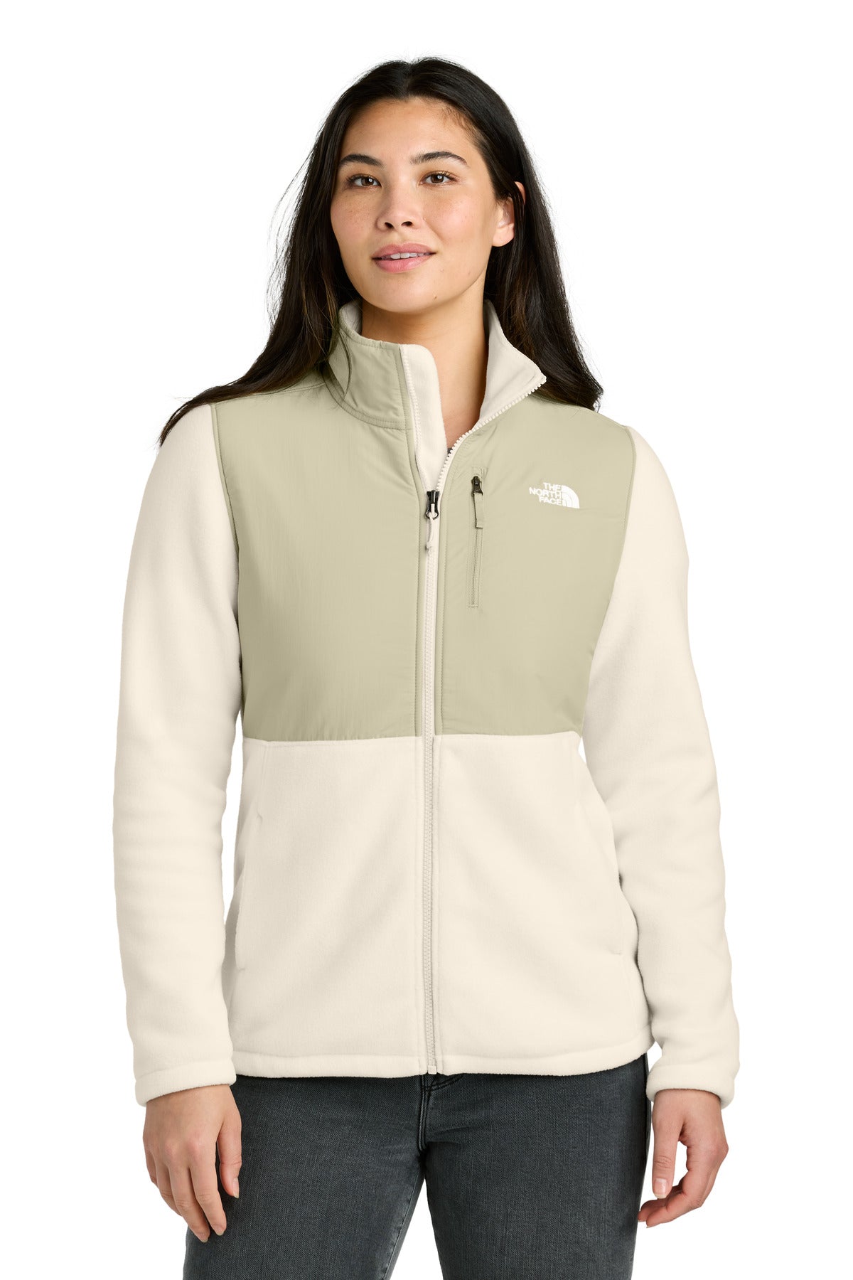 The North Face Women's Highest Peak Full-Zip Fleece Jacket NF0A8BUR in Gardenia White/ Gravel