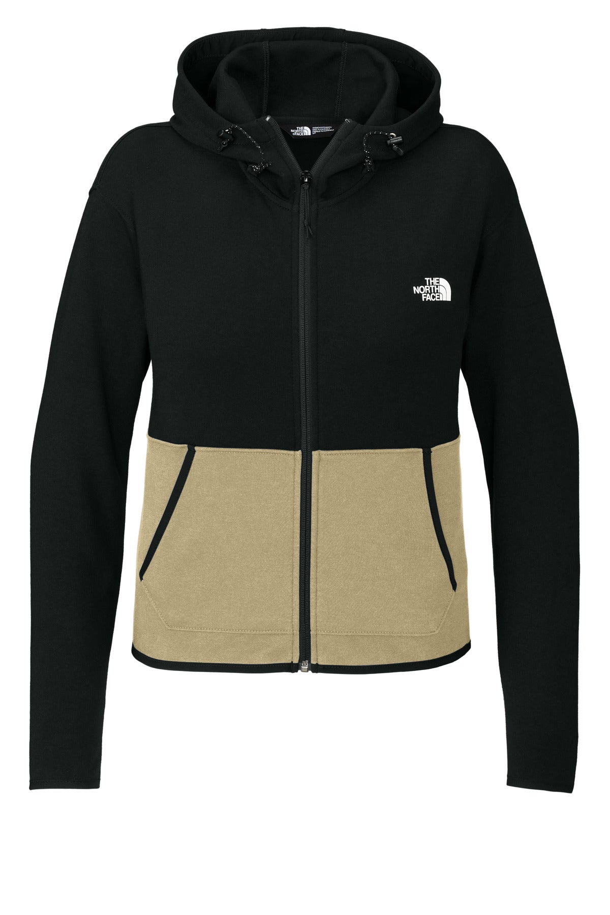 The North Face Women's Double-Knit Full-Zip Hoodie NF0A8BUT in Khaki Stone/ TNF Black