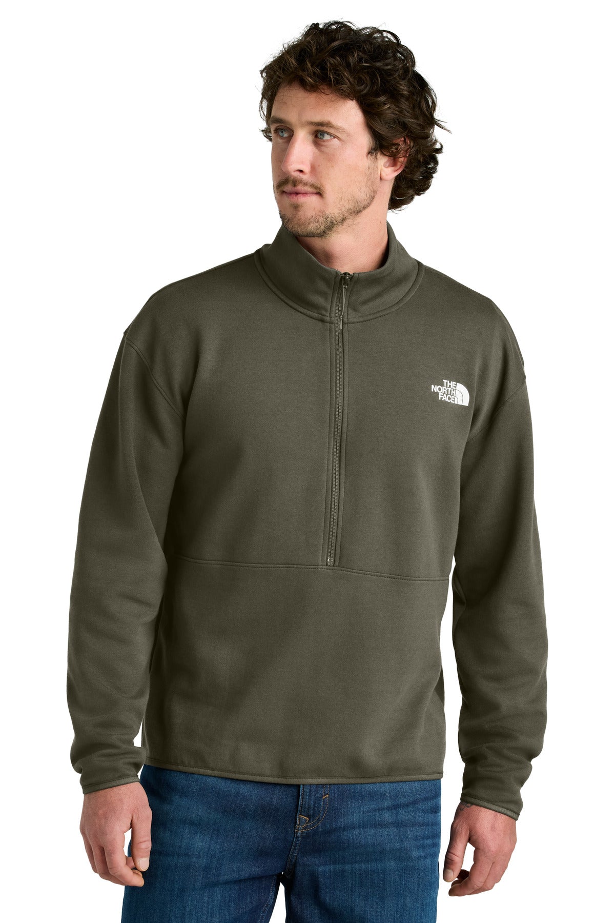 The North Face Double-Knit 1/2-Zip Fleece NF0A8C5G in New Taupe Green