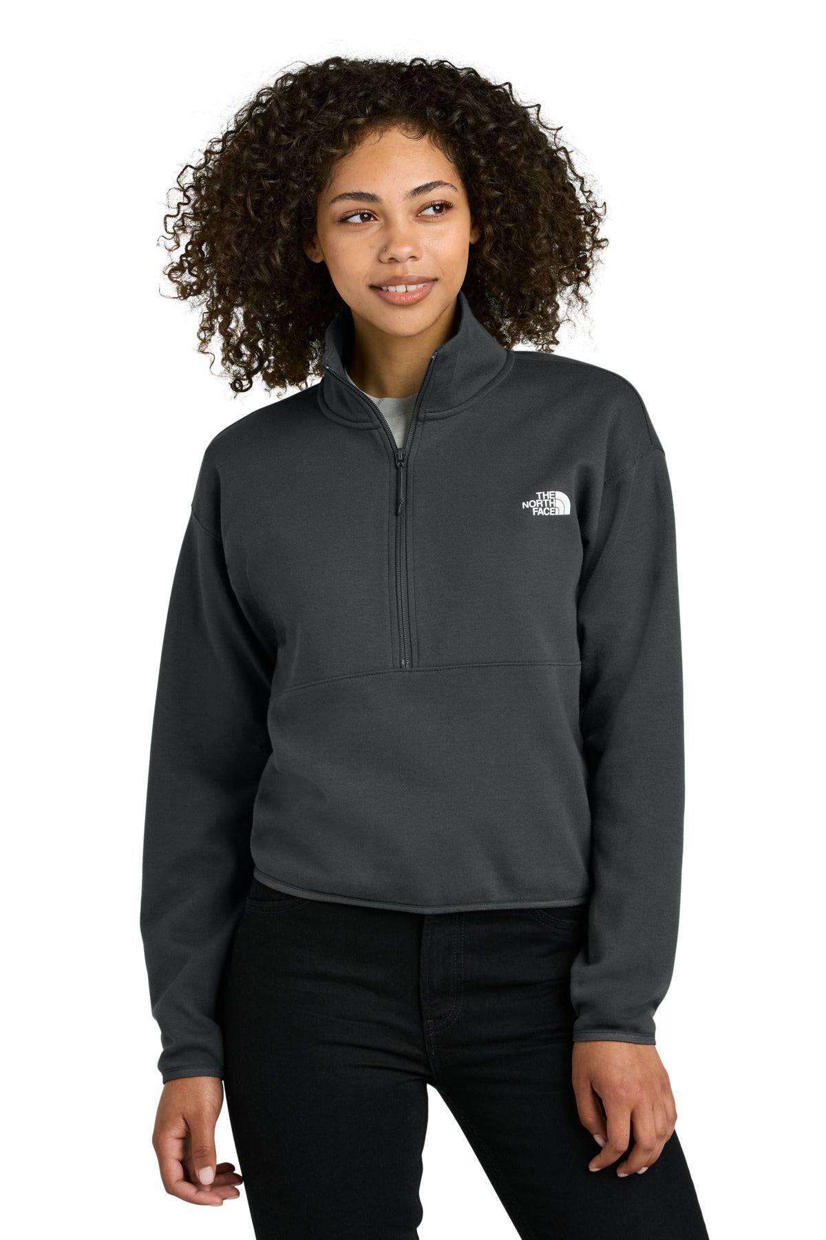 The North Face Women's Double-Knit 1/2-Zip Fleece NF0A8C5H in Asphalt Grey