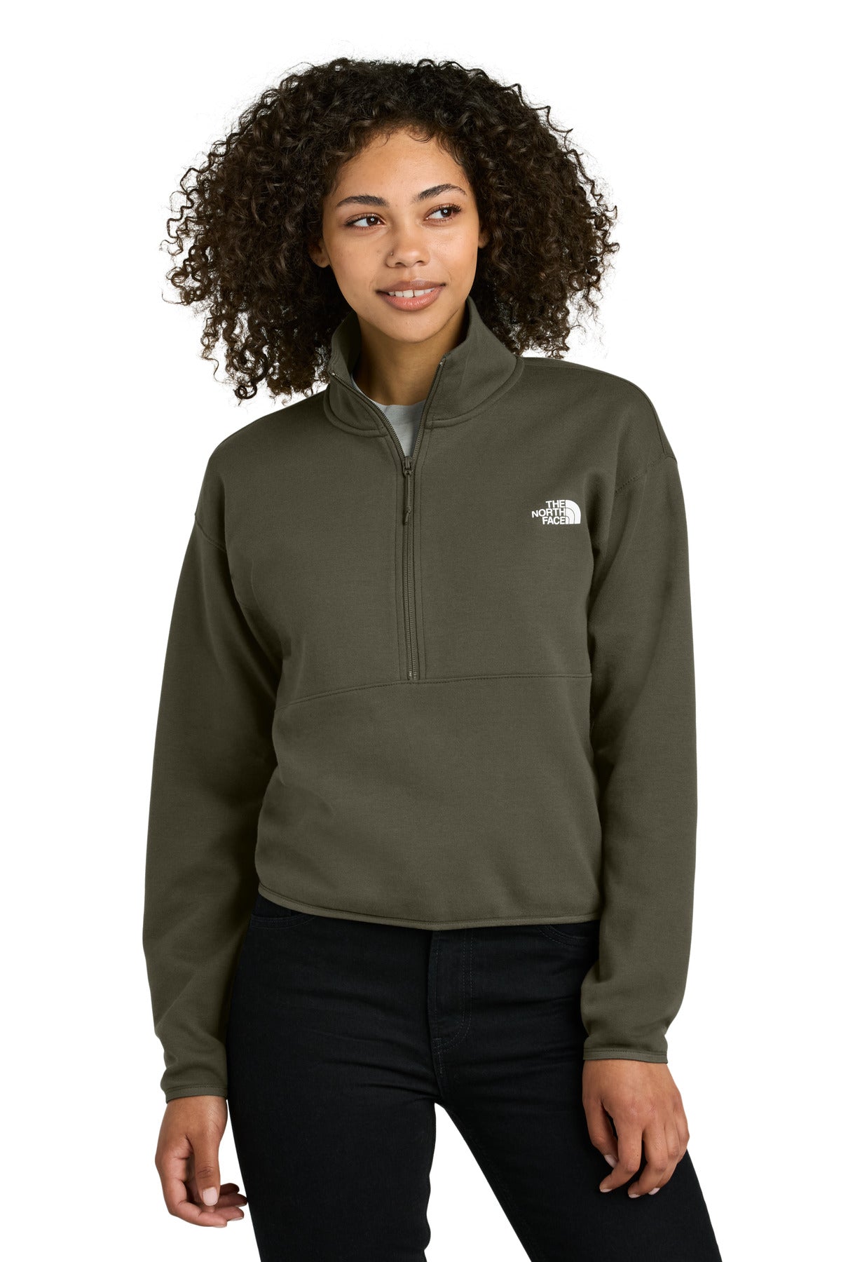 The North Face Women's Double-Knit 1/2-Zip Fleece NF0A8C5H in New Taupe Green