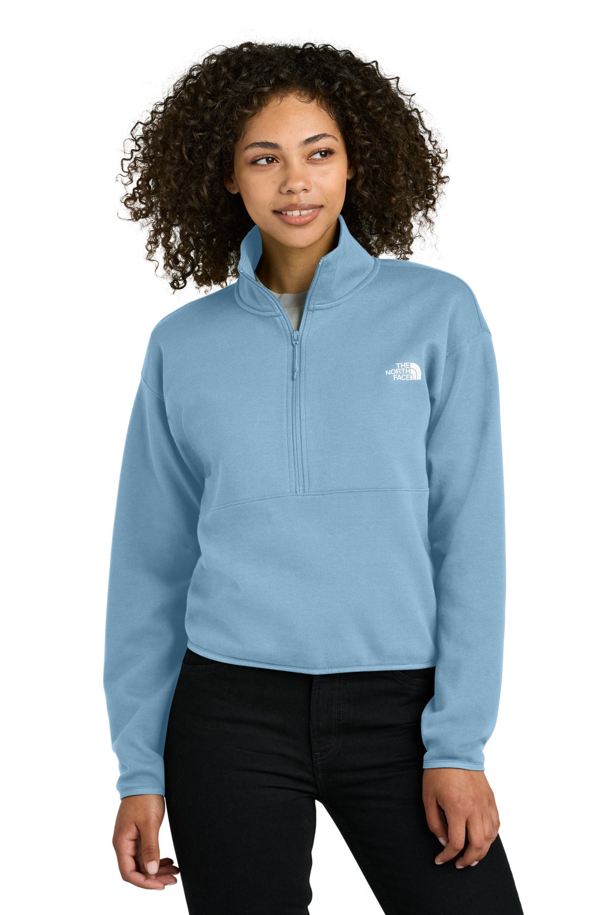The North Face Women's Double-Knit 1/2-Zip Fleece NF0A8C5H in Steel Blue