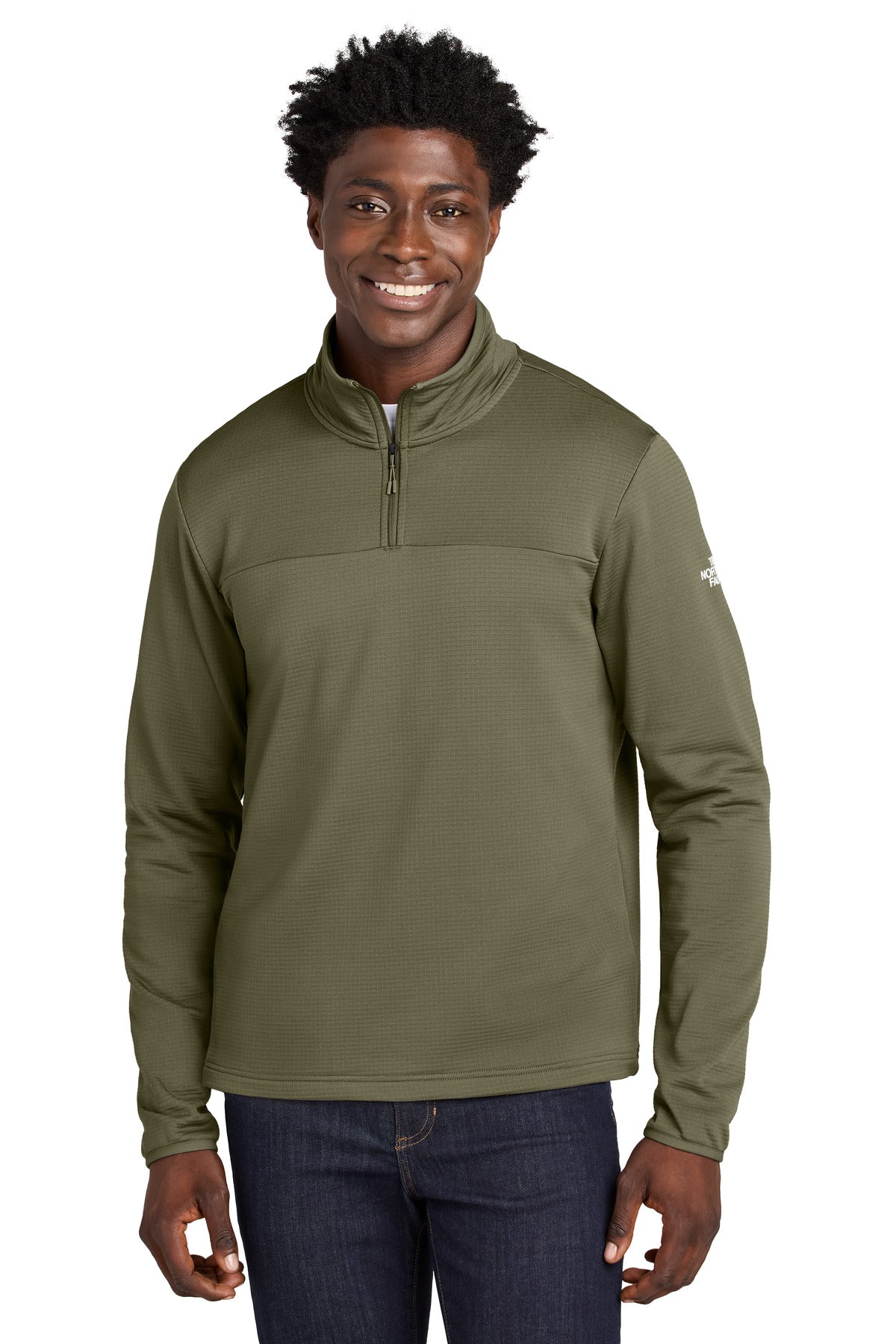The North Face Aim 1/4-Zip Fleece NF0A8ENJ in Burnt Olive Green