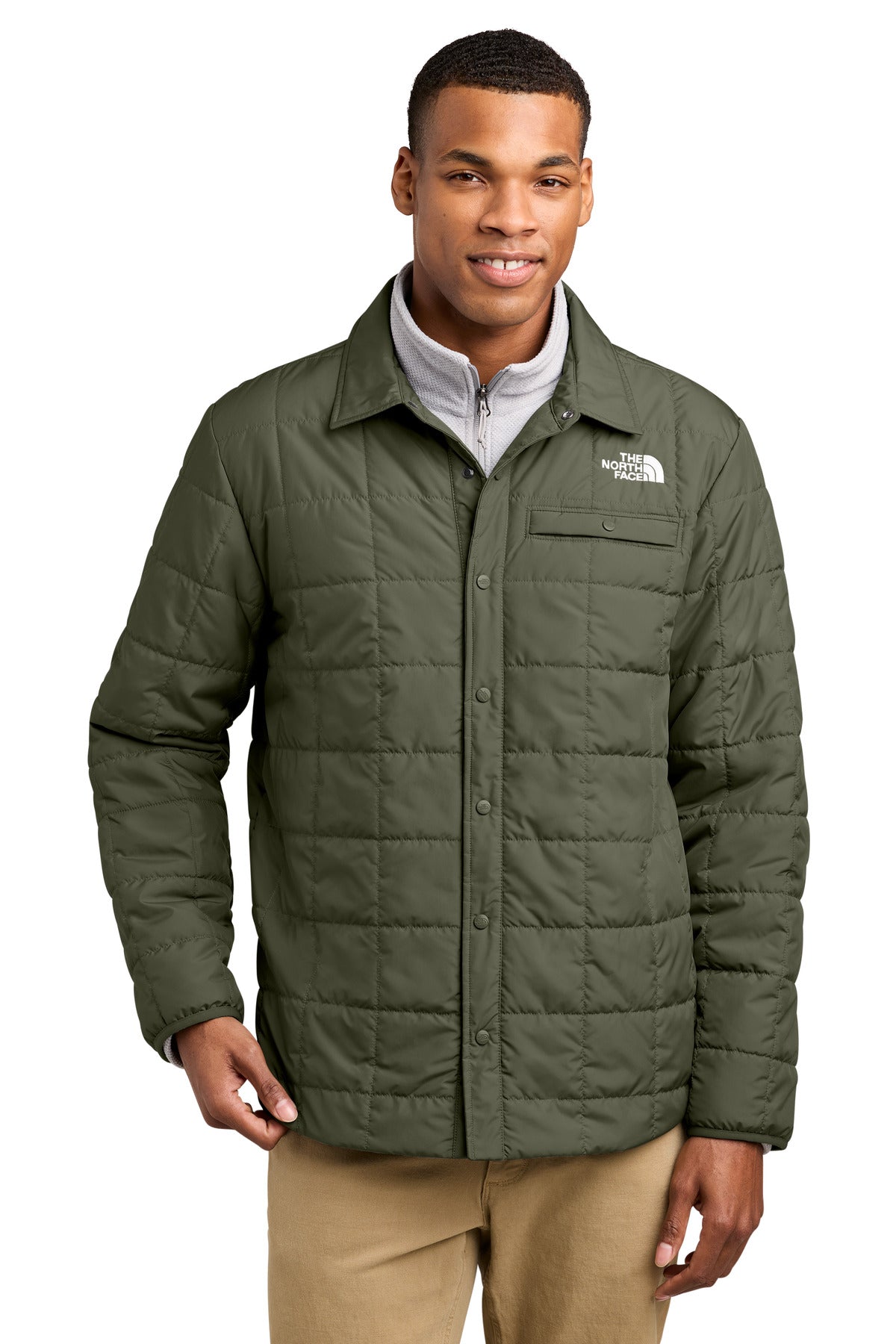 The North Face Iron Drift Quilted Shirt Jacket NF0A8JEX in New Taupe Green