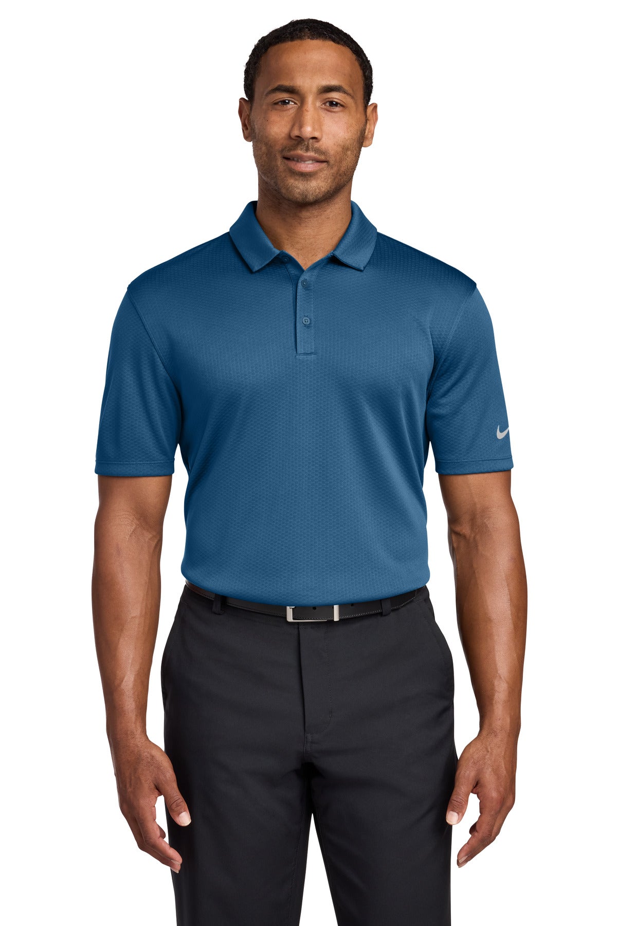 Nike Dri-FIT Hex Textured Polo. NKAH6266 in Court Blue
