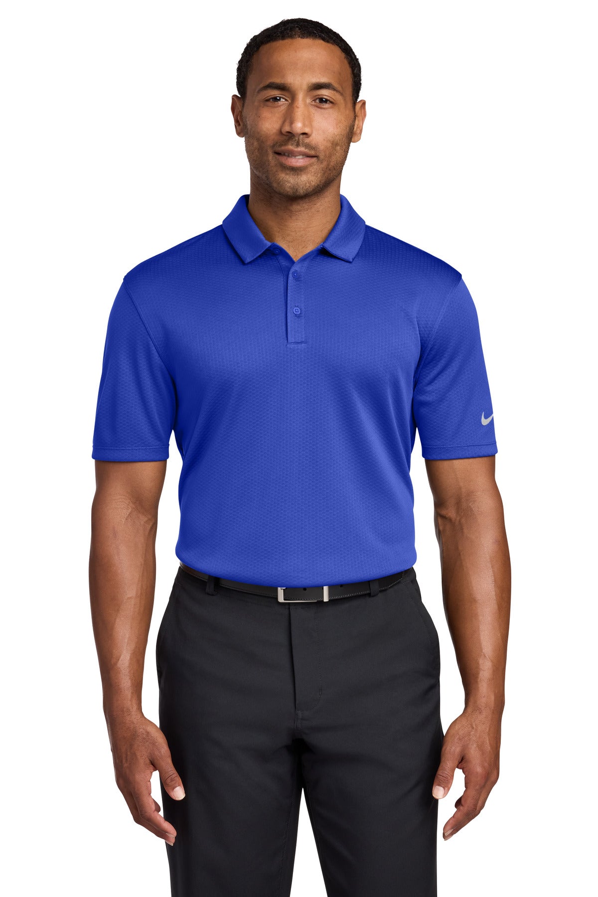 Nike Dri-FIT Hex Textured Polo. NKAH6266 in Game Royal