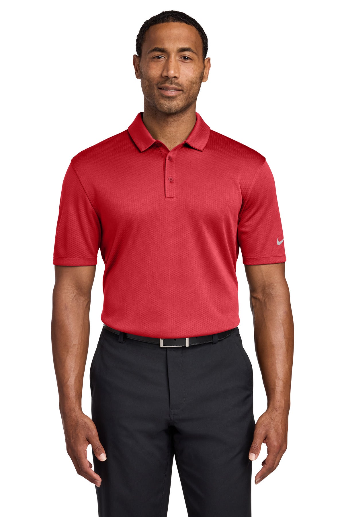 Nike Dri-FIT Hex Textured Polo. NKAH6266 in Gym Red