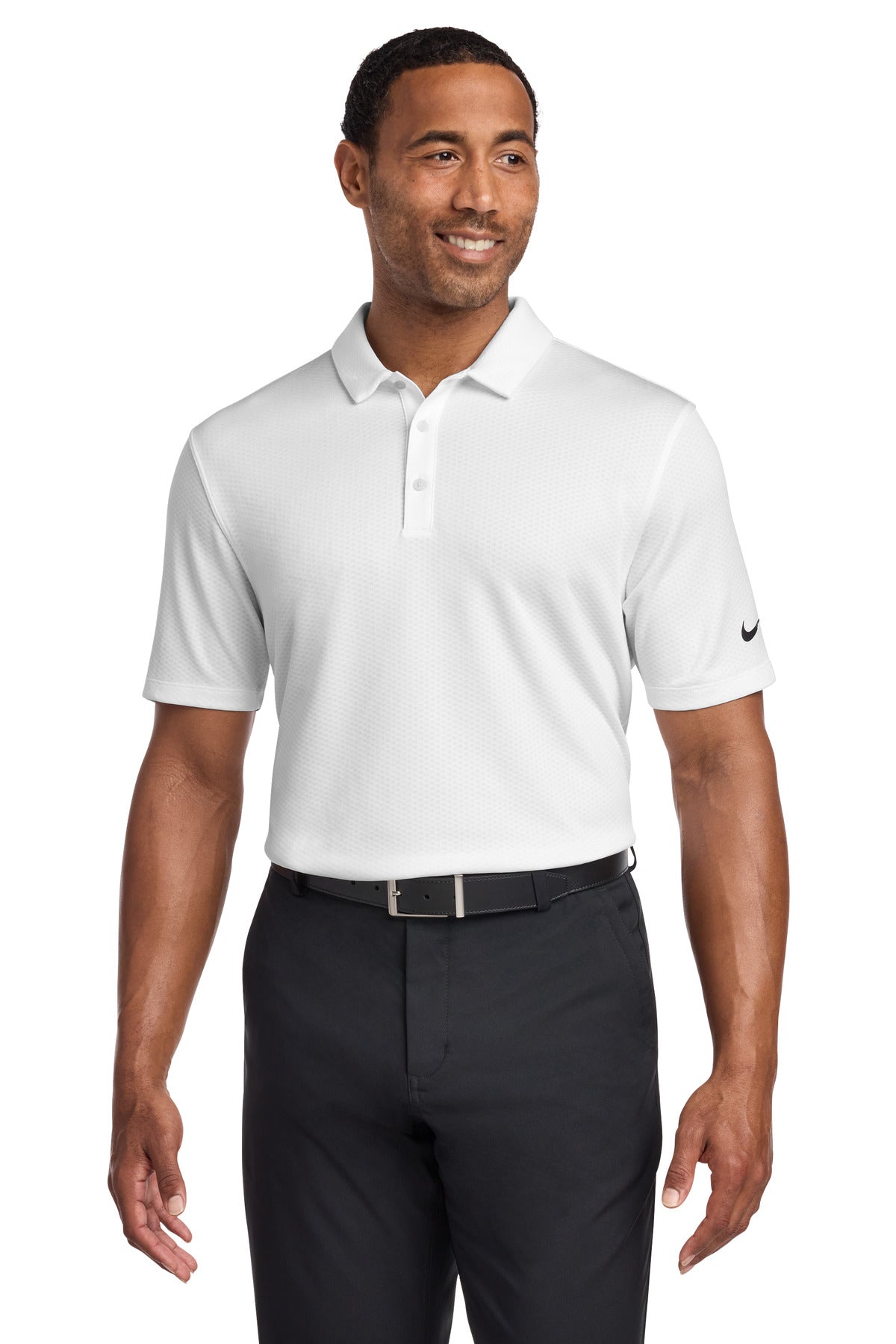 Nike Dri-FIT Hex Textured Polo. NKAH6266 in White