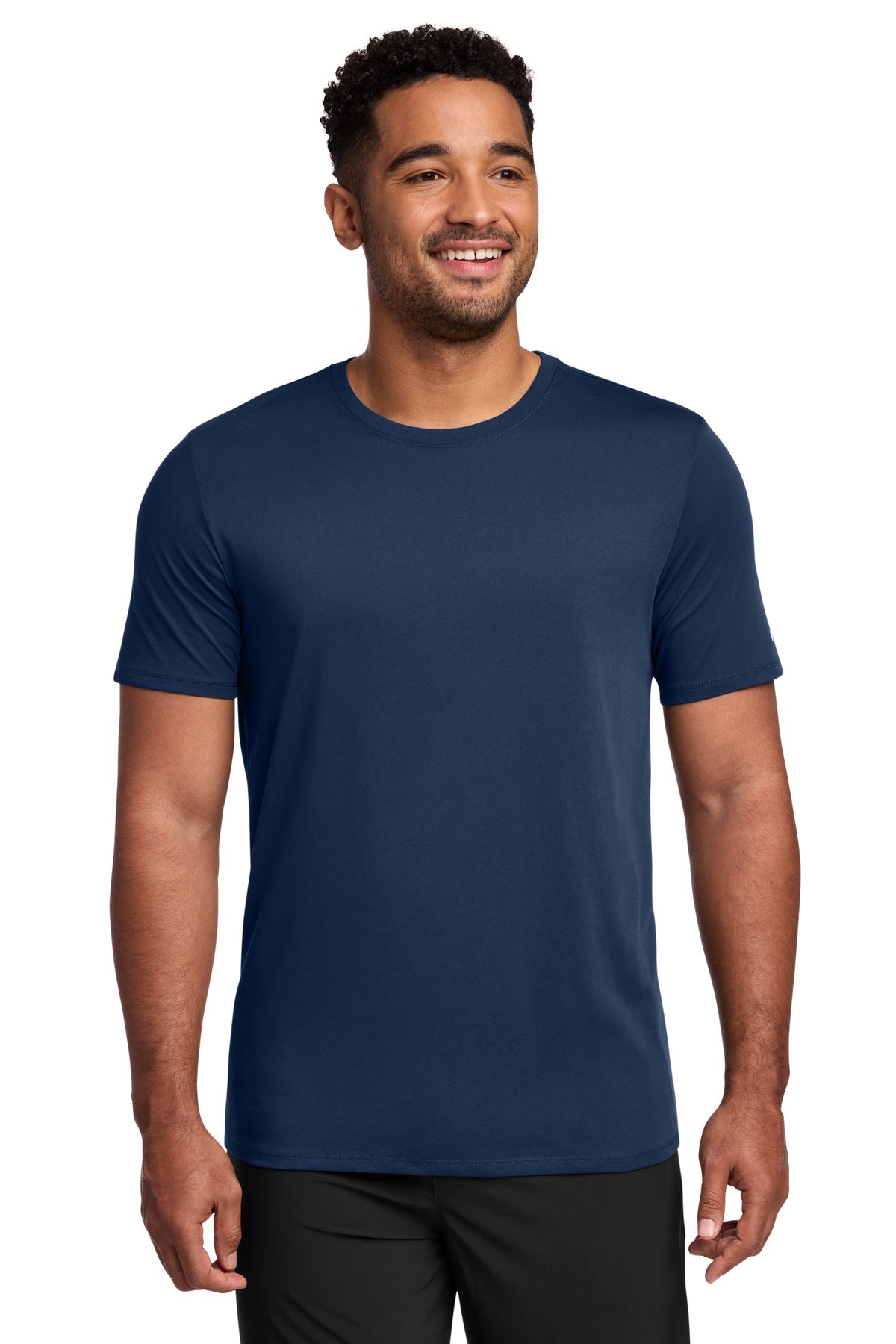 Nike Dri-FIT Cotton/Poly Tee. NKBQ5231 in College Navy