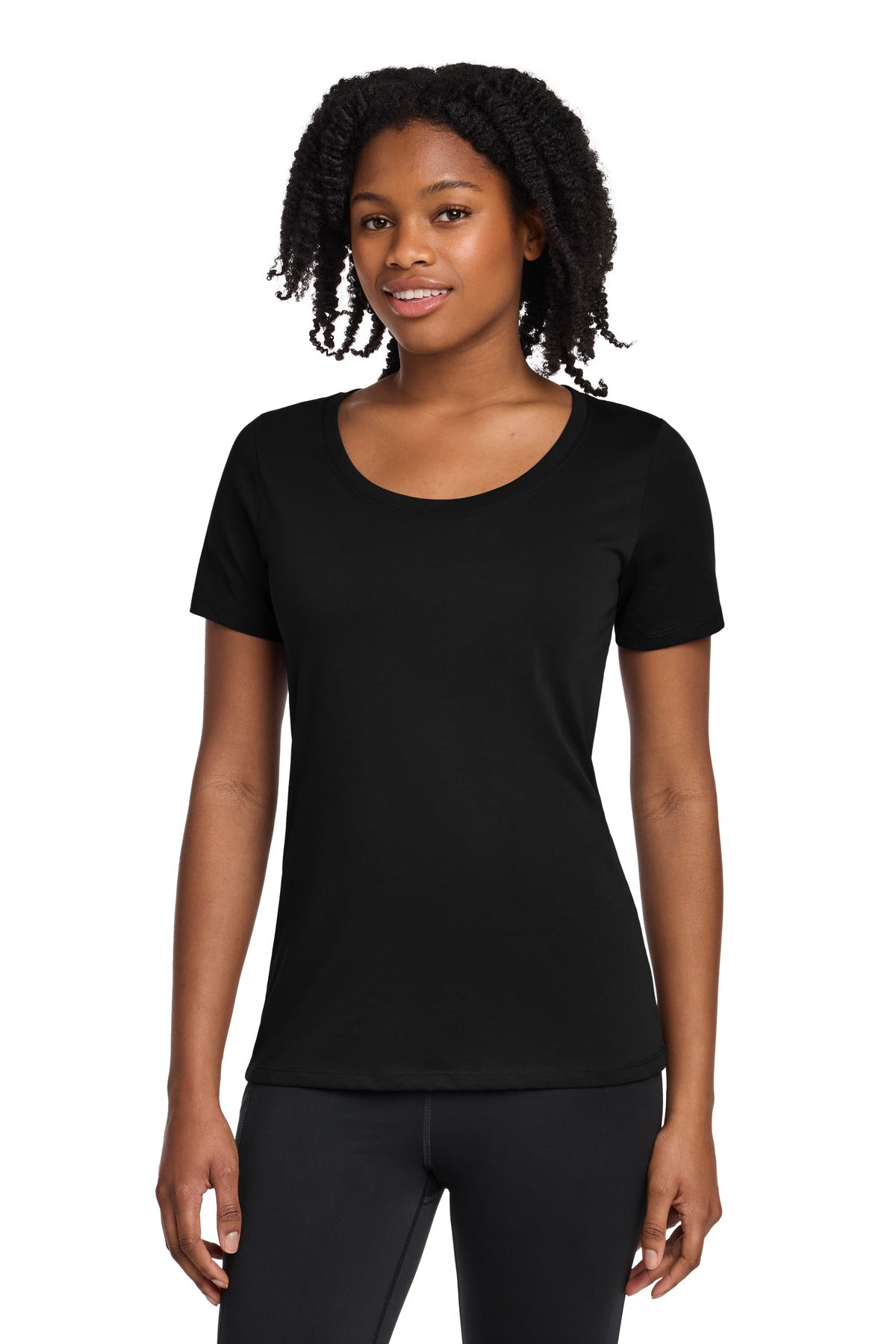 Nike Women's Dri-FIT Cotton/Poly Scoop Neck Tee. NKBQ5234 in Black