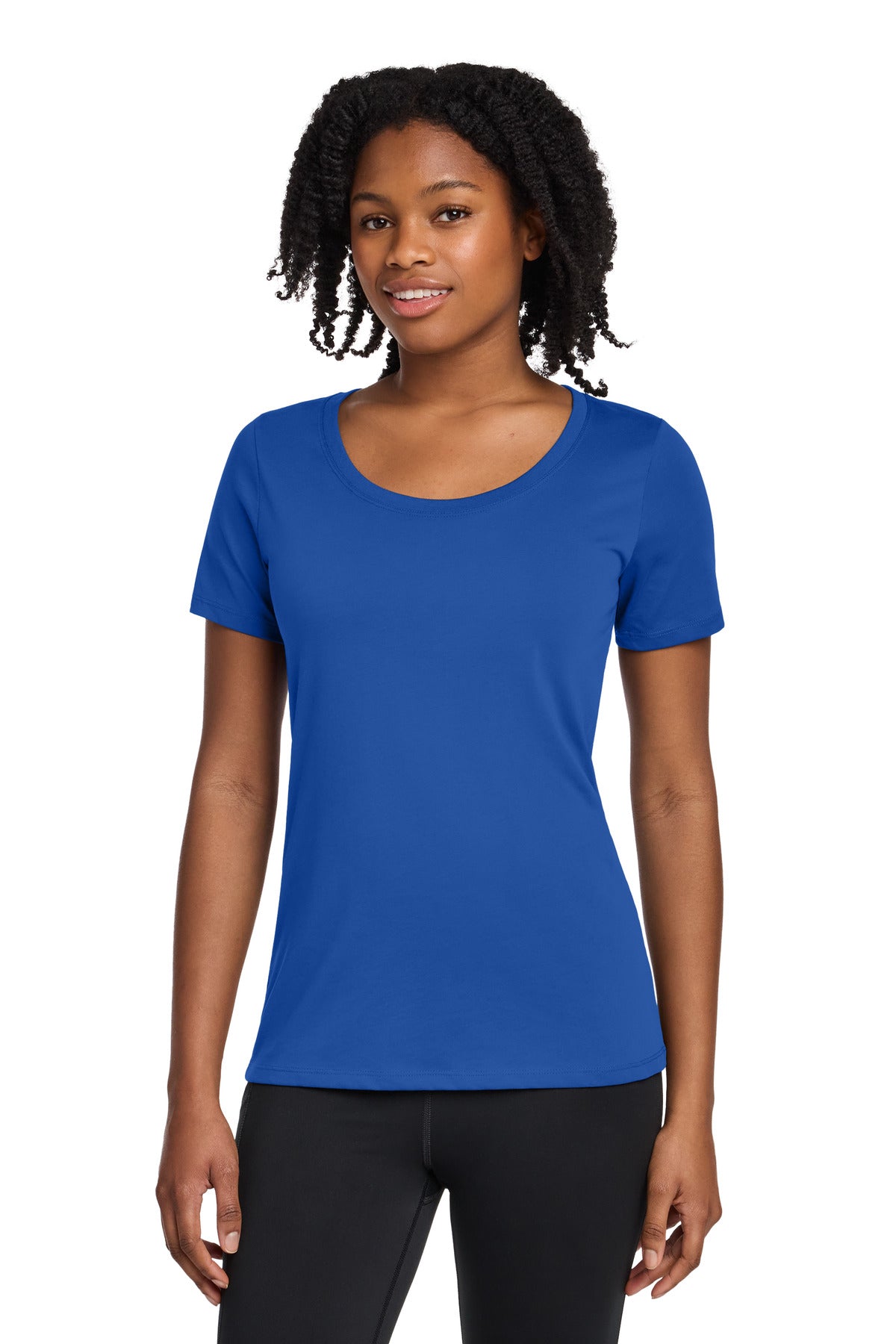 Nike Women's Dri-FIT Cotton/Poly Scoop Neck Tee. NKBQ5234 in Rush Blue