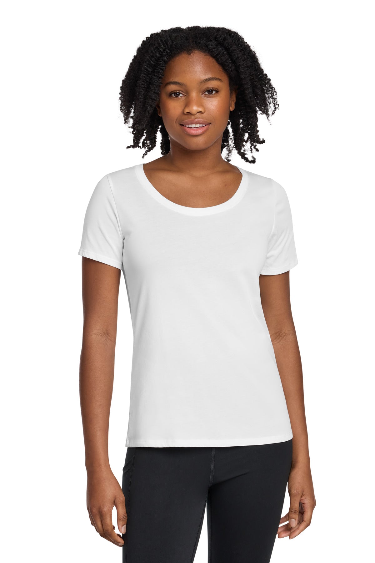 Nike Women's Dri-FIT Cotton/Poly Scoop Neck Tee. NKBQ5234 in White