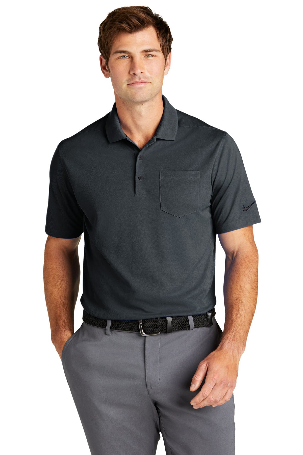Nike Dri-FIT Micro Pique 2.0 Pocket Polo NKDC2103 in Anthracite