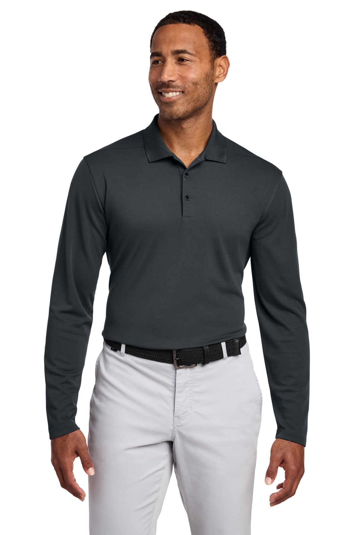 Nike Dri-FIT Micro Pique 2.0 Long Sleeve Polo NKDC2104 in Anthracite