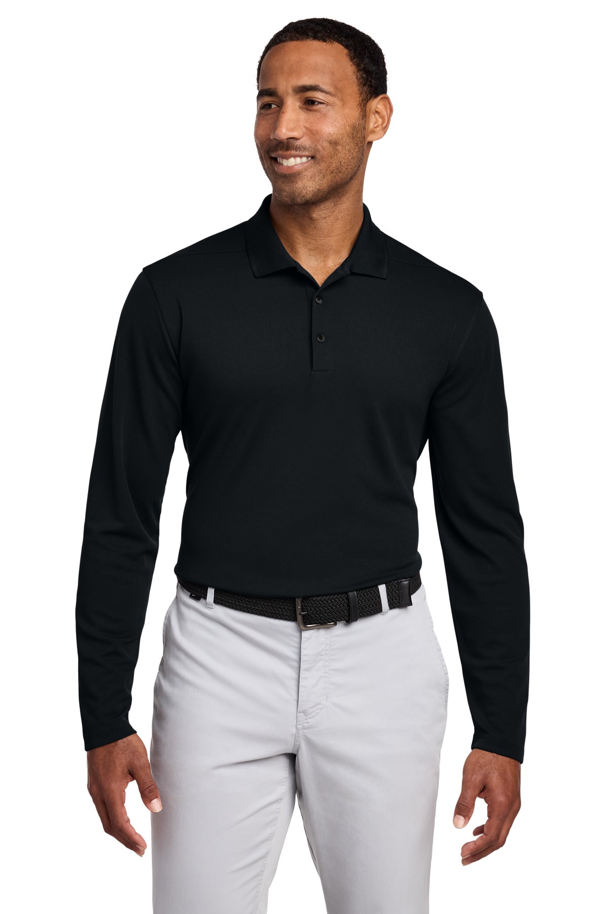 Nike Dri-FIT Micro Pique 2.0 Long Sleeve Polo NKDC2104 in Black