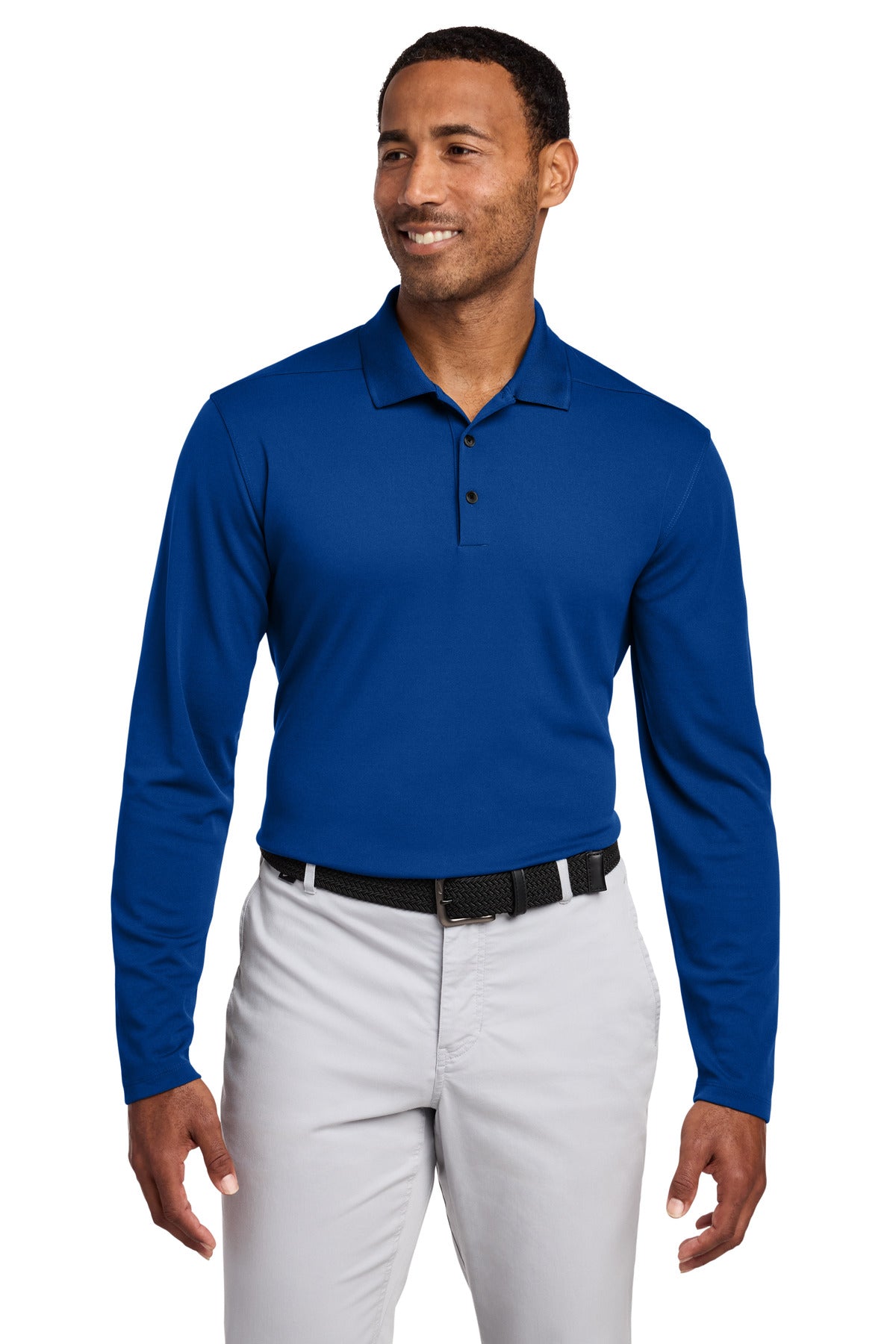 Nike Dri-FIT Micro Pique 2.0 Long Sleeve Polo NKDC2104 in Gym Blue